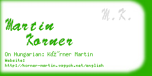 martin korner business card